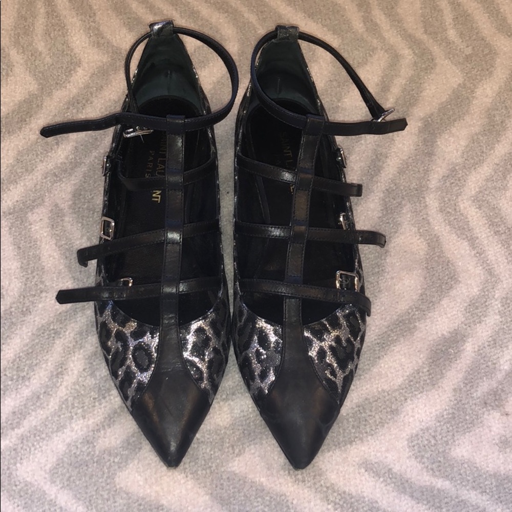 Saint Laurent Leopard Flats
